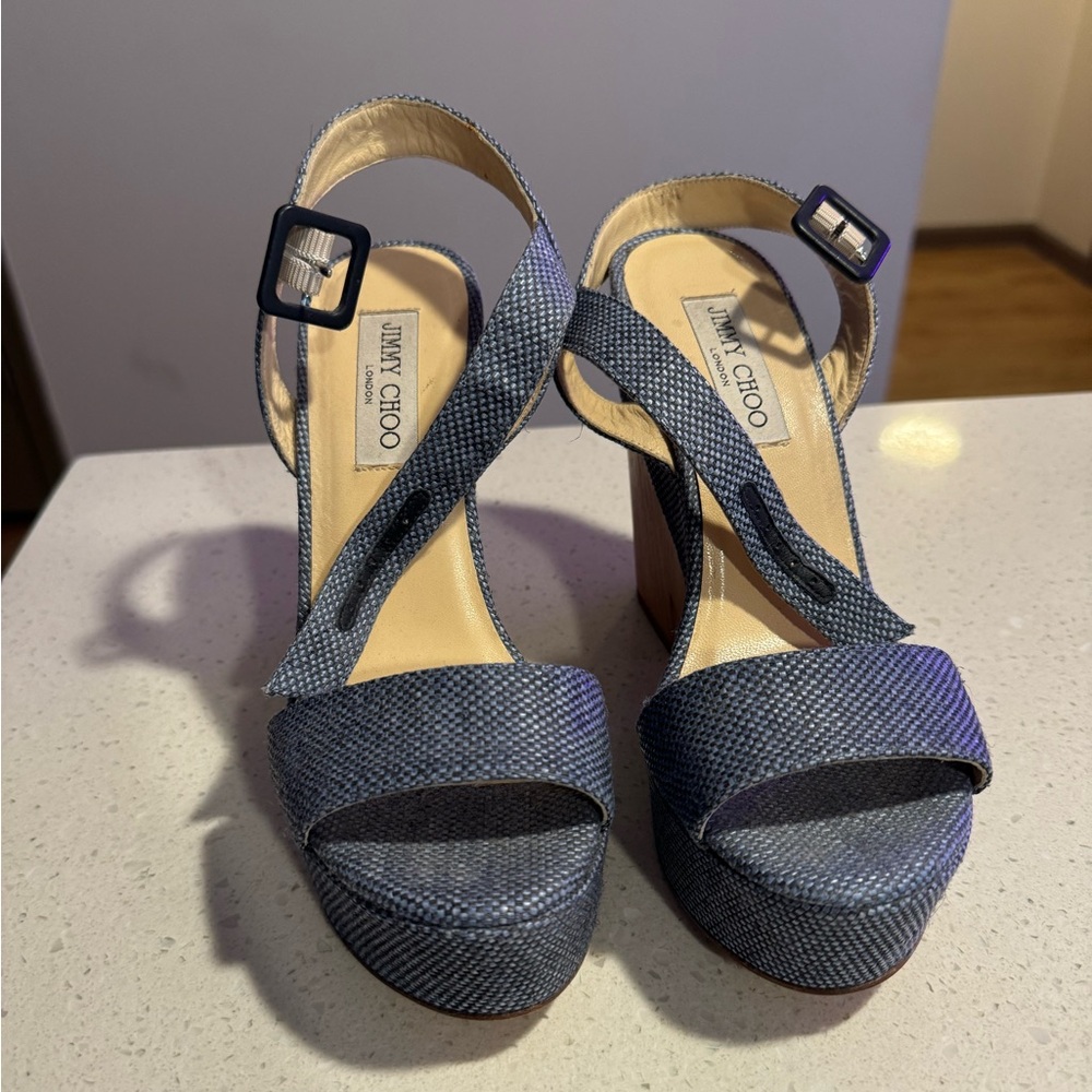 Jimmy Choo Denim Wedge Platforms